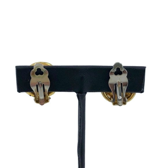 Vintage Amber Glass Clip On Earrings Unsigned, Chunky Round Clips - Picture 9 of 10